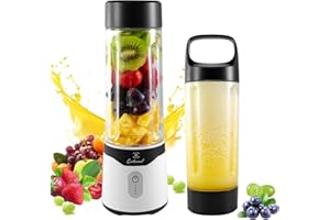 COKUNST 18oz Portable Blender, USB Rechargeable Personal Size Blenders Powerful with 6 Blades for Shakes & Smoothies, Mini Juicer Mixer with Extra Handle Lid for Travel Sports Outgoing Kitchen-Black