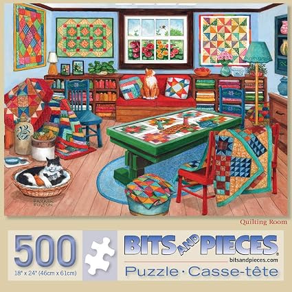Amazon Com Bits And Pieces 500 Piece Jigsaw Puzzle For Adults 18 X 24 Quilting Room 500 Pc Home Interior Jigsaws By Artist Parker Fulton Toys Games