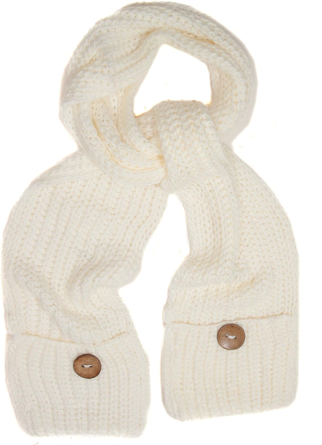 Accessoryo Women's Long Knitted Scarf with Pockets and Button Detailing