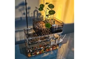 AOBEIWORLD Aquarium Kit 1 Gallon Betta Fish Tank Self Cleaning Fish Tank with Filter, Inverter Pump, Double Filter Sponge, Onyx Stone - Ideal Fish Tank Starter Kit