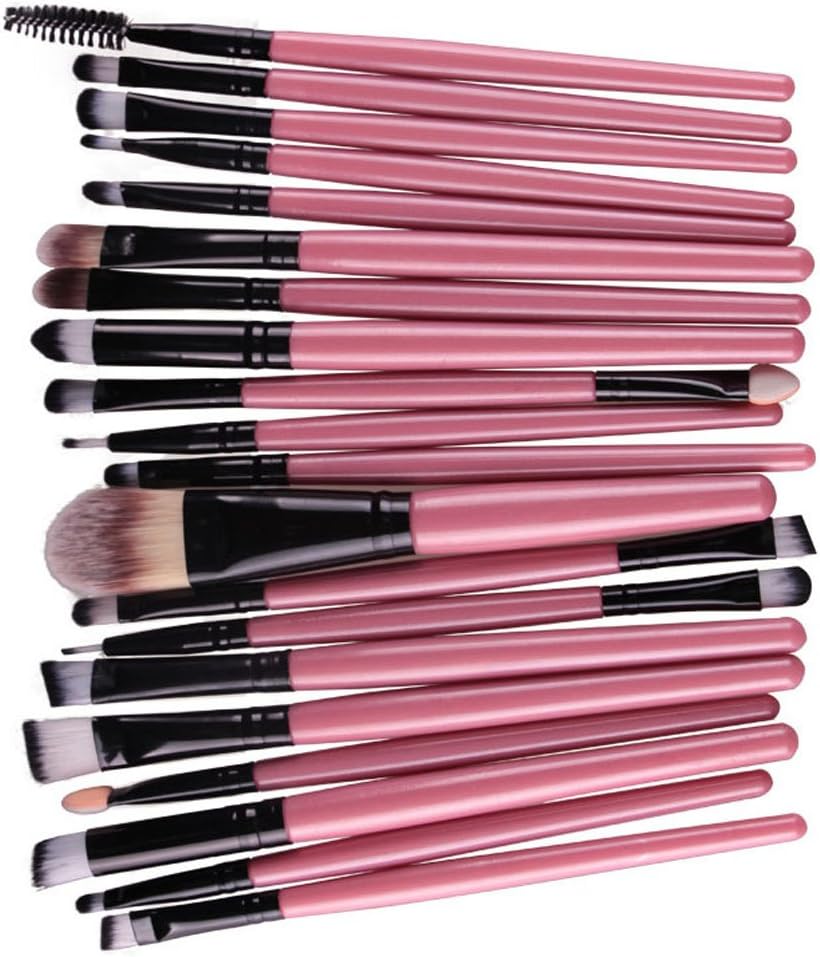 KOLIGHT 20pcs Pro Makeup Set Powder Foundation Eyeshadow Eyeliner Lip Cosmetic Brushes (Black+Pink), 20 Piece Set - Image 3