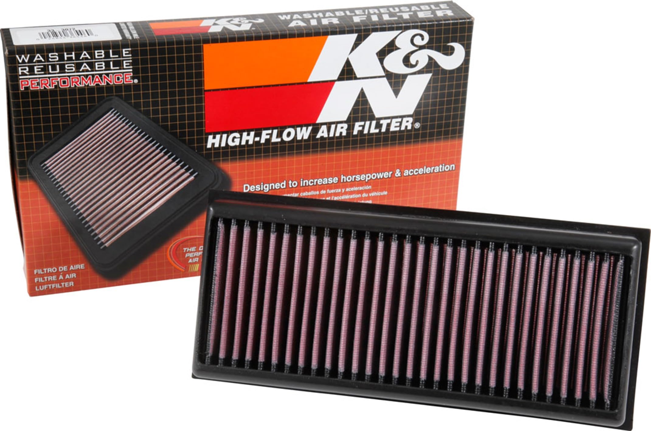 K&N Engine Air Filter: High Performance, Premium, Washable, Panel Filter: 2014-2019 (C63, GLC63, GLC63 AMG S, G500, G550, G550 4x4, S63 AMG) , 33-3072