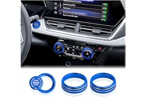 DvlynAuroa for Chevy Trax Accessories 2024-2025 2026, for Chevrolet Trailblazer Accessories 2020-2026, 4pcs Aluminum Alloy Knob Covers Trim Set - Push Start & Air Conditioning (Dark-Blue)