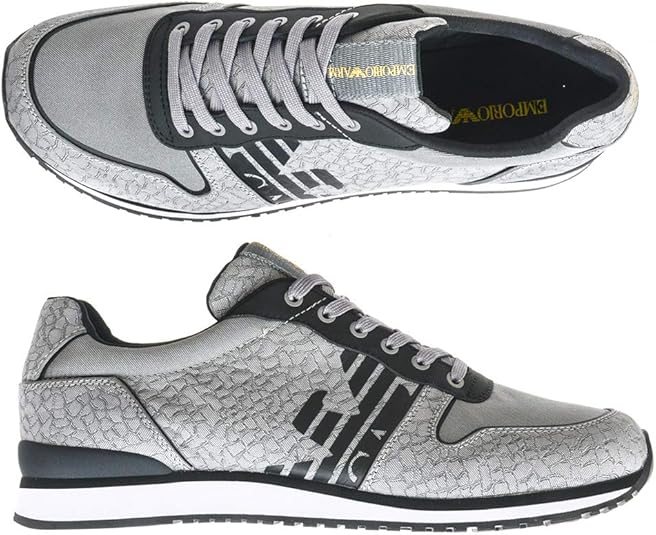 mens grey armani trainers