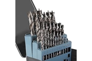 Titanium Brad Point Drill Bit Set 29Pcs (1/16" - 1/2") HSS Hex Shank Drill Bit Set with Double Flutes Design for Hardwood, Pl