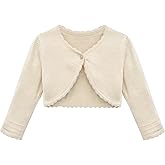 Lilax Baby Girls' Long Sleeve Cardigan Shrug, Button Closure Knitted Bolero