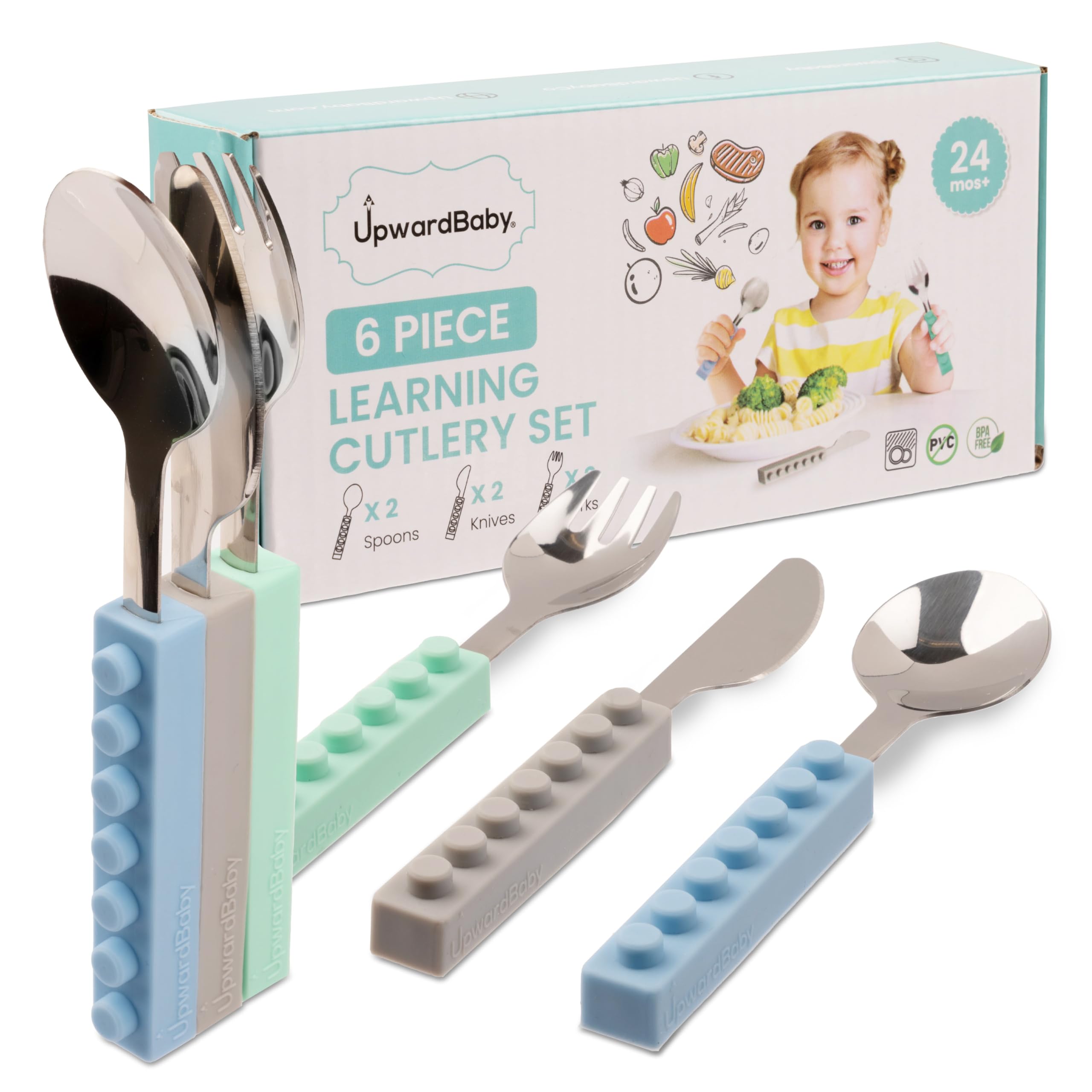 Mua Upward Baby Kids Utensils Set Lego Interlocking 6 Piece Sensory