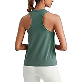 CRZ YOGA Womens Pima Cotton High Neck Workout Tank Racerback Athletic Sleeveless Tops Basic Casual Yoga Shirts