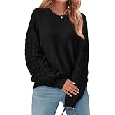 PRETTYGARDEN Womens Fall Sweaters 2025 Cable Knit Long Sleeve Crewneck Casual Chunky Pullover Oversized Sweater Outfits
