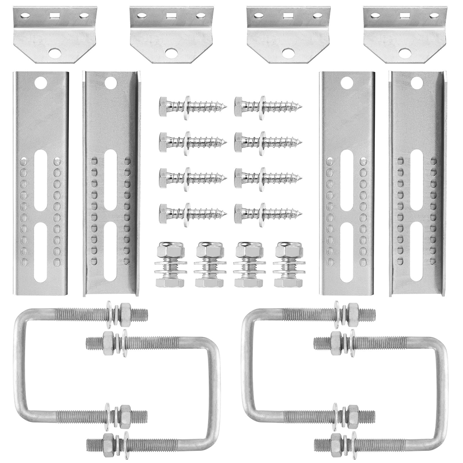 Photo 1 of Racewill 4 Pack Boat Trailer Bunk Brackets: 10" Galvanized Swivel Top Style Bunk Bracket Kit with Hardware, for 1.5" x 3", 2" x 3", 3" x 3" Boat Trailer Crossmember