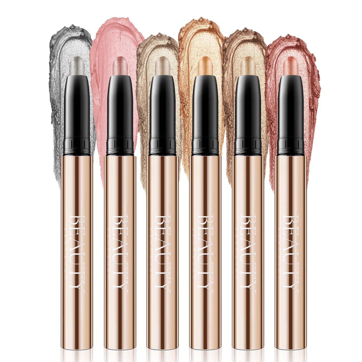 Metallic Magic Eyeshadow Pencil, Lasting Shimmer Eyeshadow Stick,Highly Pigmented Waterproof Eyeliner Pencil, Create Glitter Eye Contour Makeup,Perfect Gifts for Women Set A 01 to 06