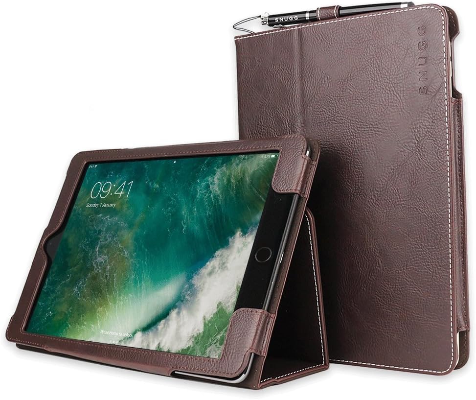 Snugg iPad Air 2 Case, Dark Roast Brown Leather Smart Case Cover Apple iPad Air 2 Protective Flip Stand Cover with Auto Wake/Sleep