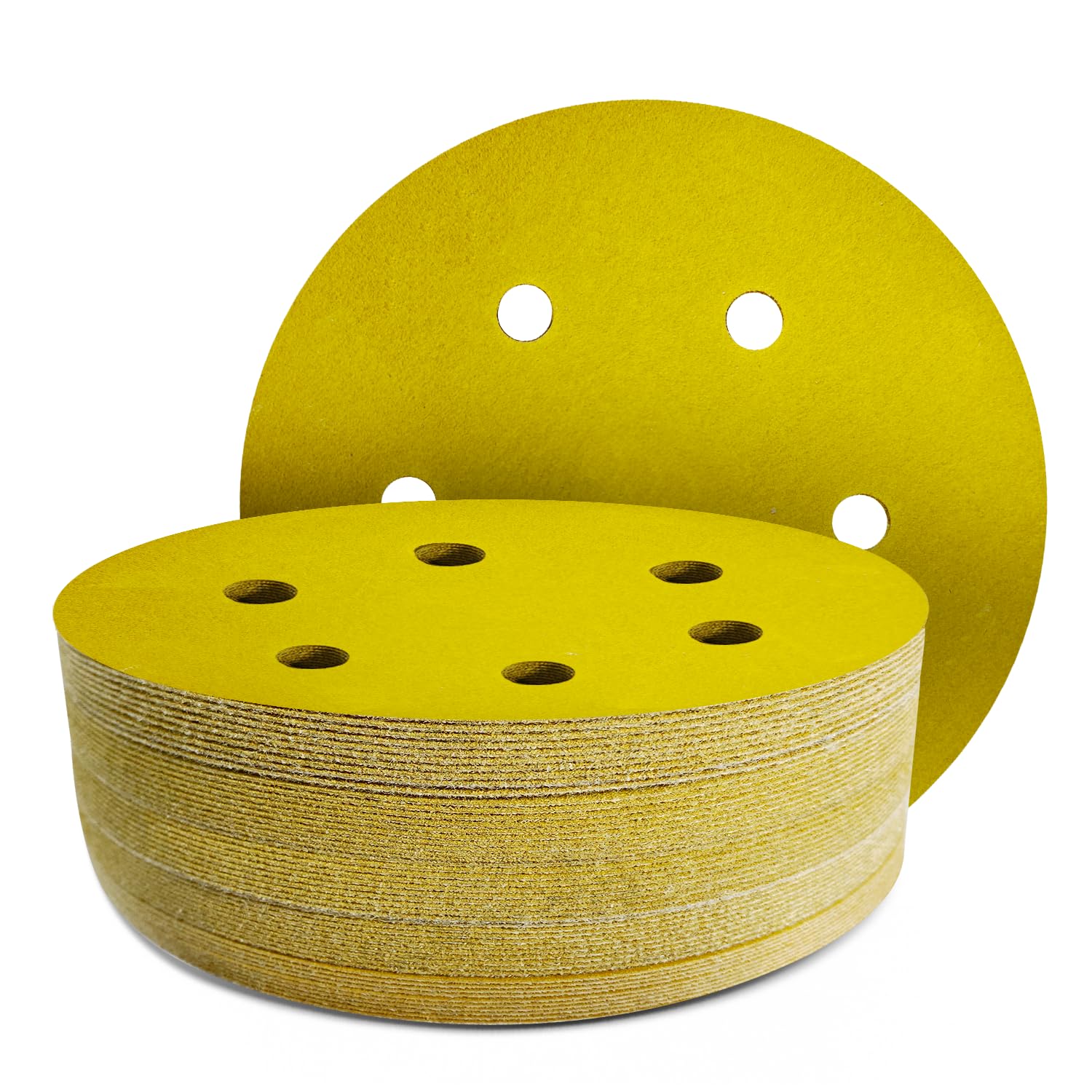 GZKTY 50Pcs 150mm Sanding Discs, 180 Grit, 6-Hole, Round Hook and Loop Sandpaper for Random Orbital Sander