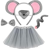 KICOSY Animal Costume Halloween Animal Ears Headband Nose Bow Tie and Tail Tutu Dress Cosplay Accessories