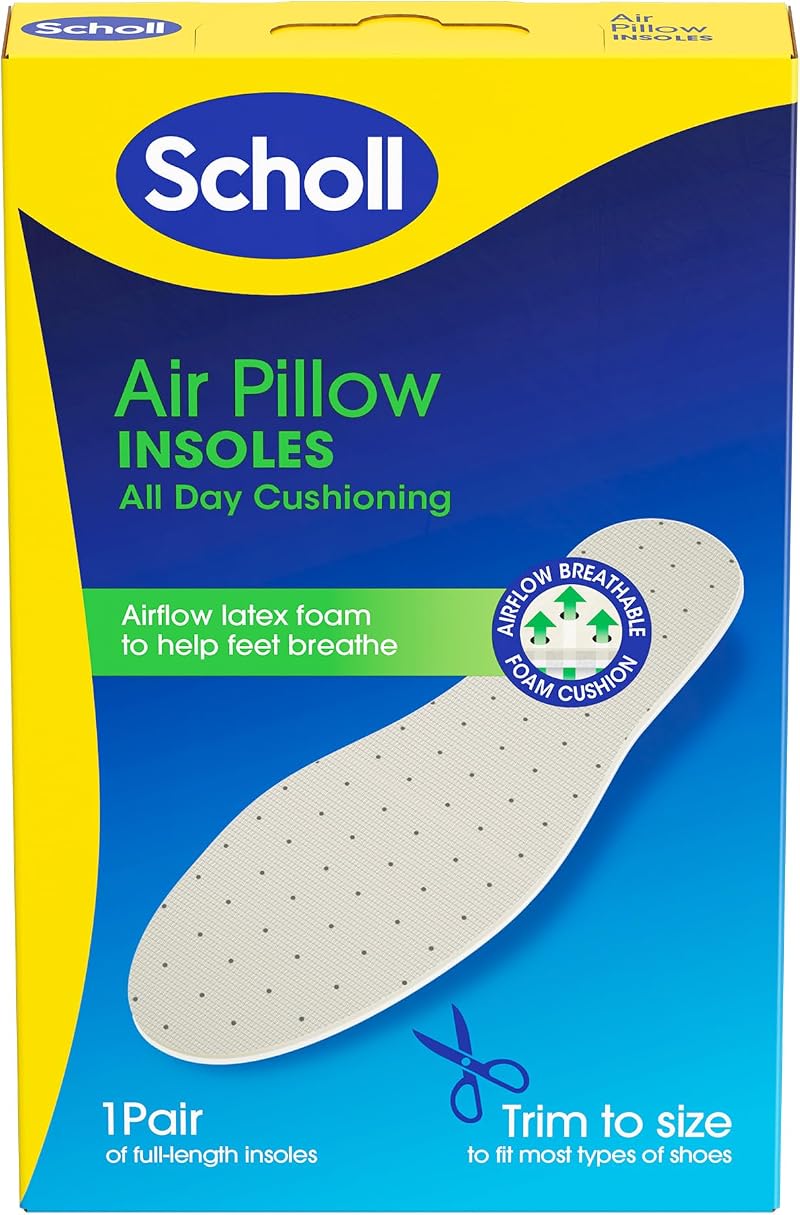 Scholl Air Pillow Insoles All Day Cushioning Breathable Latex Foam UK 3-11 1
