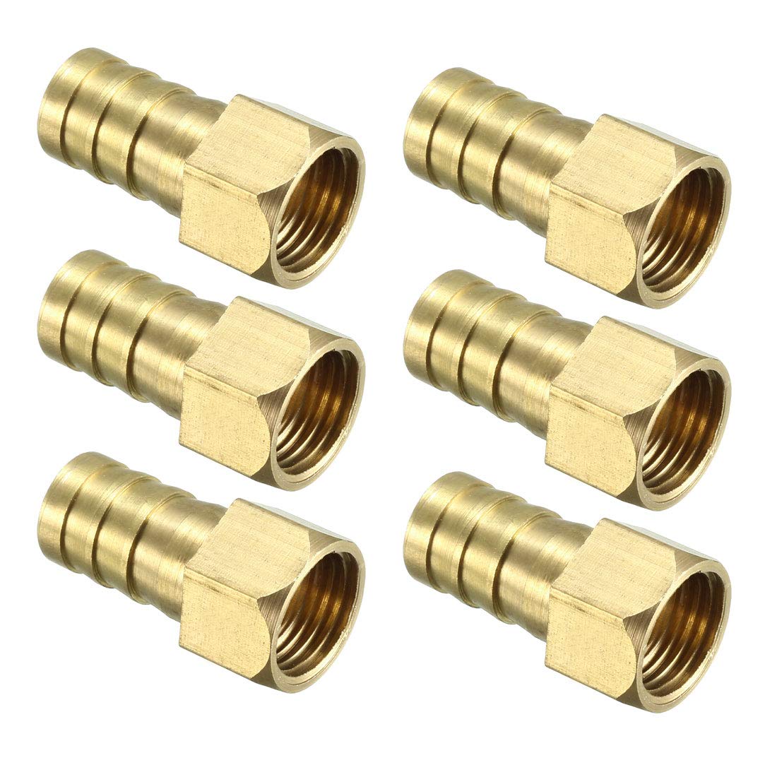 sourcing map Brass Barb Hose Fitting Connector Adapter 12mm Barbed X G1/4 Female Pipe 6pcs