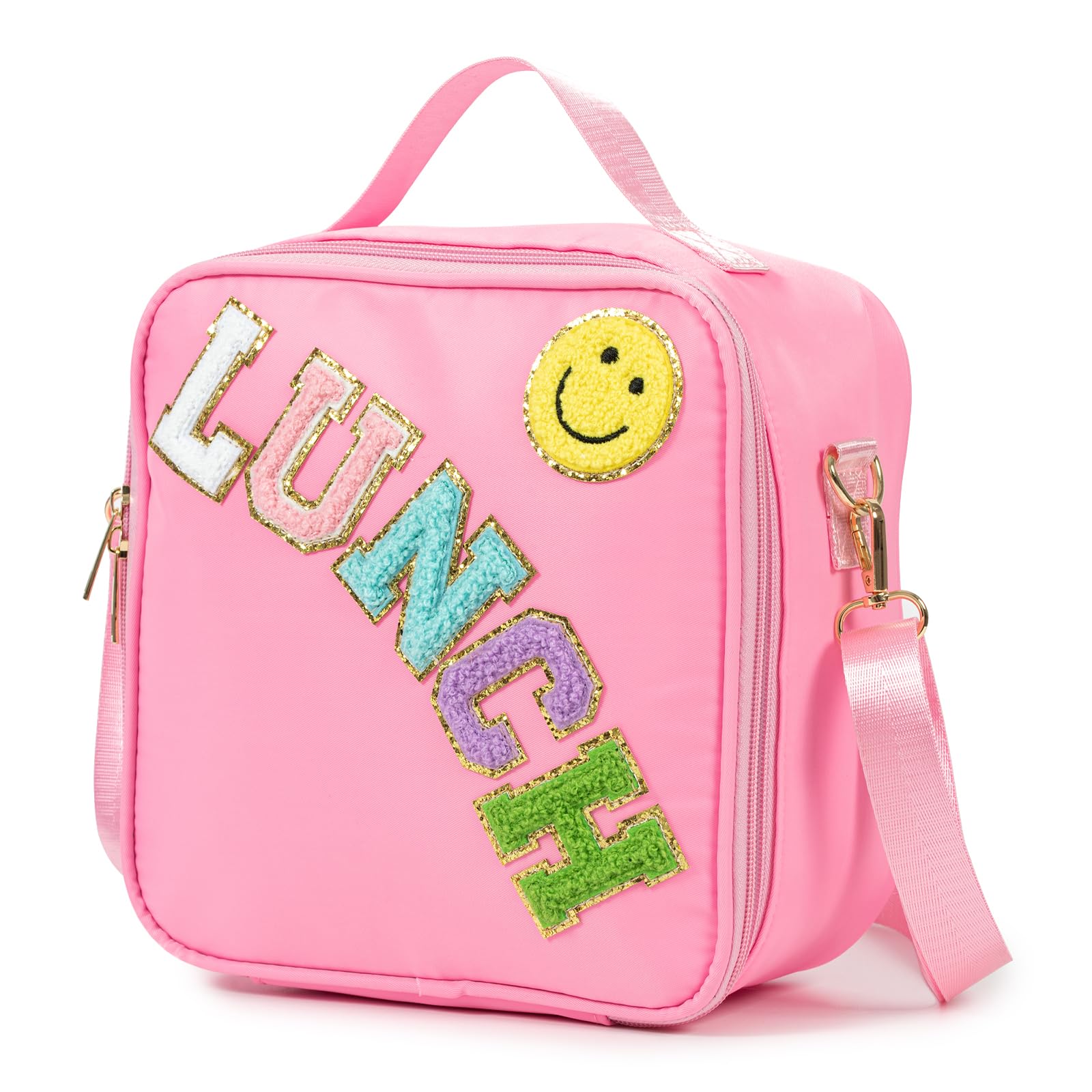 Kunoli Insulated Lunch Bag for Girls, Pink Lunch Box for Women, Reusable Leakproof Cooler Tote for Work, Picnic, Camping (Nylon)