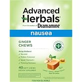Advanced Herbals Ginger Chews for Nausea Relief, 40 Count | From the Makers of Dramamine, Honey Lemon Ginger Flavor, for Morning Sickness, Upset Stomach &amp; Motion Sickness Relief