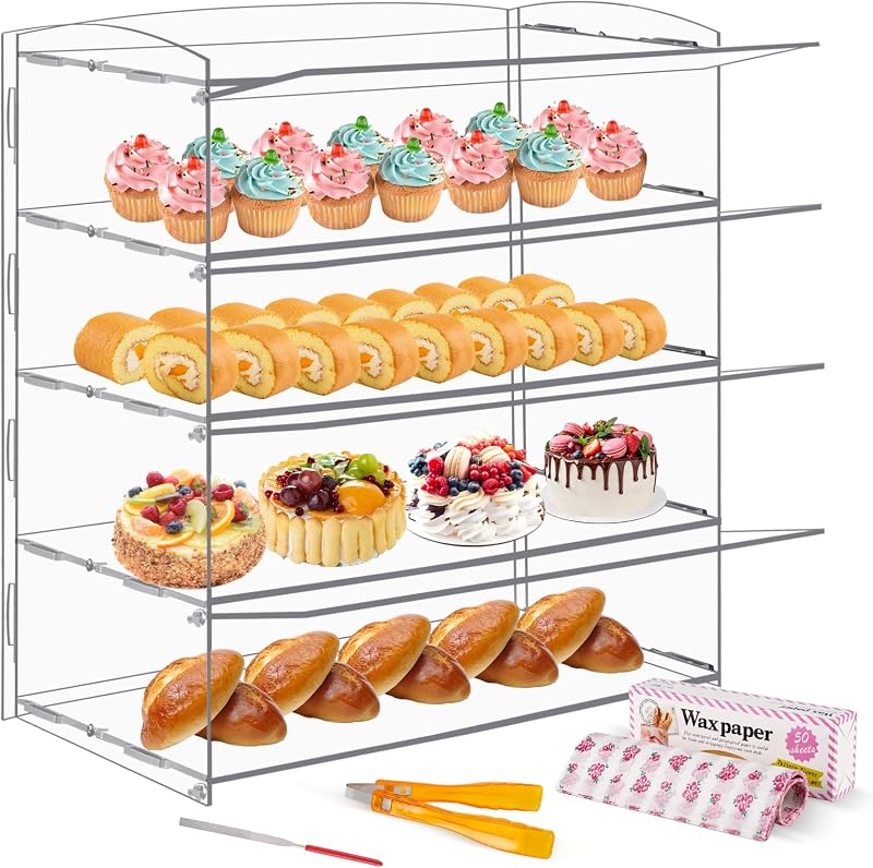 4-Tier Acrylic Pastry Display Cabinet 20x9.4x19.7 in