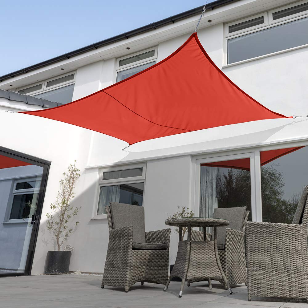 Kookaburra Waterproof Garden Sun Shade Sail Canopy in Red 98% UV Block (3m x 2m Rectangle)