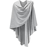 PULI Womens Large Cross Front Poncho Sweater Wrap Topper Knitted Elegant Shawls Cape for Fall Winter