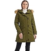 Orolay Women's Hooded Slim Puffer Jacket Quilted Mid Length Winter Down Coat