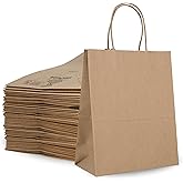 DURO 60# 8x4.5x10.25 Brown Paper Bags for Small Business, Small Kraft Bags with Handles, Holidays, Party Favors, Retail Shopping & Crafts - Pack of 50