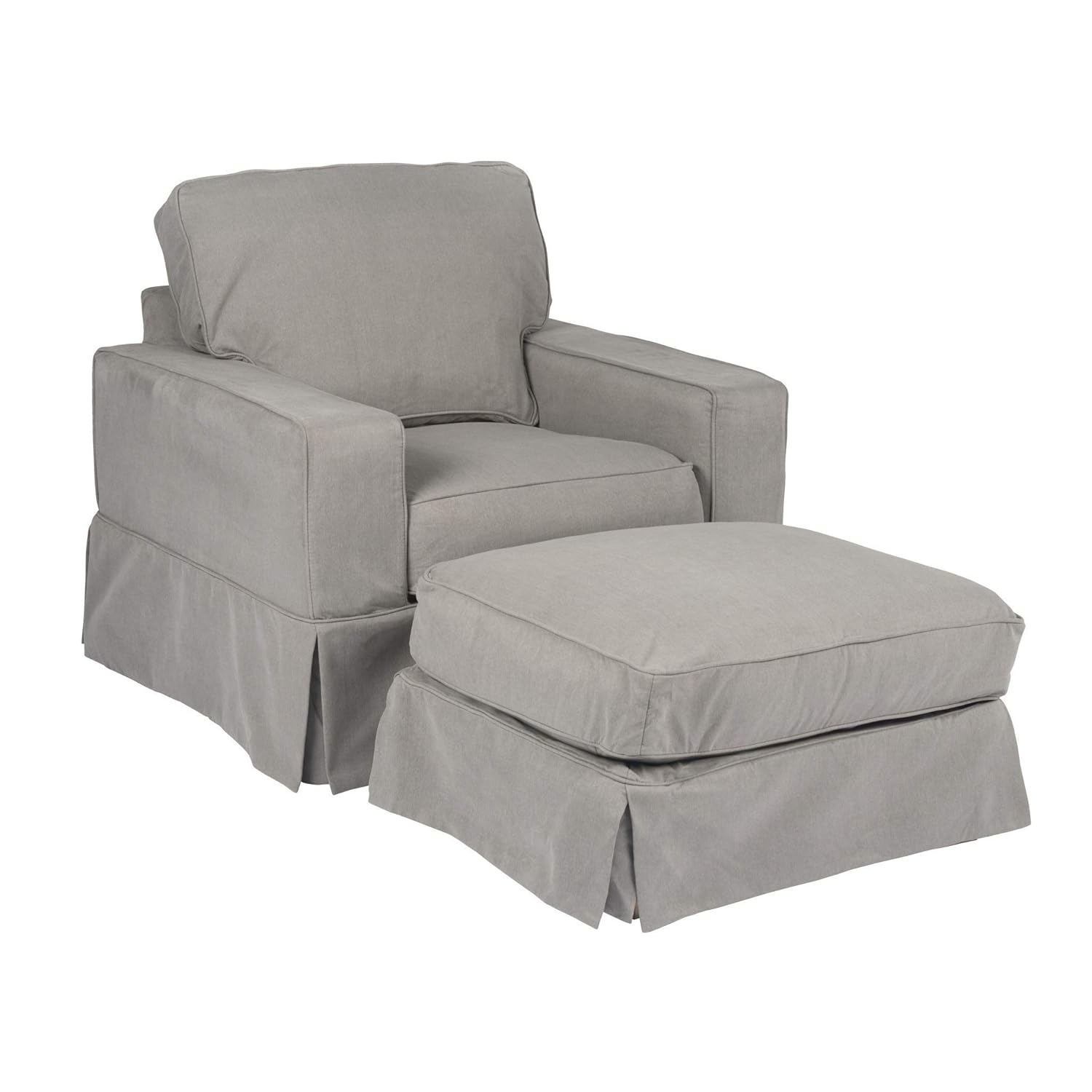 Amazon Com Sunset Trading Americana Chair And Ottoman Slipcover Only Only Grey Industrial Scientific