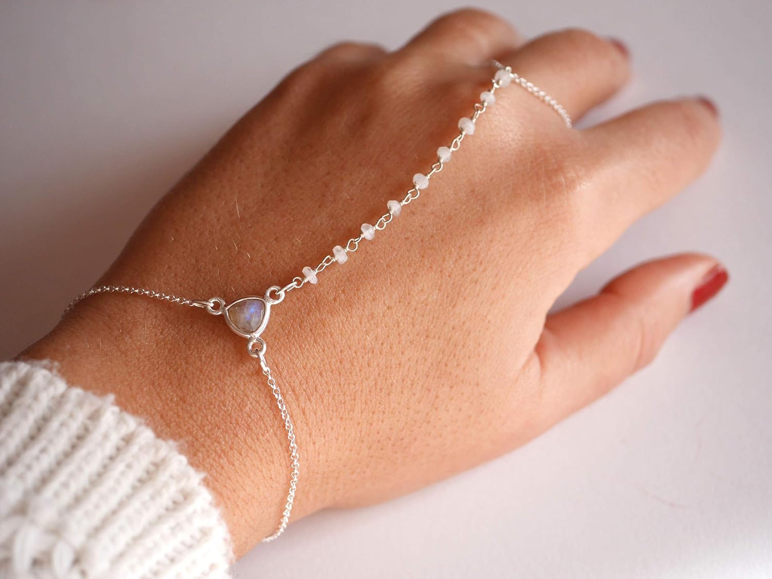 Bracelet Bague Chaine Main Or Bijoux de main - bracelet argent 925 - Chaîne argent - Bracelet de main