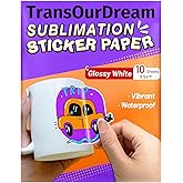 TransOurDream Sublimation Sticker Paper-10 Pcs Glossy White Waterproof Sublimation Stickers 8.5x11 inch for Sublimation Inkje