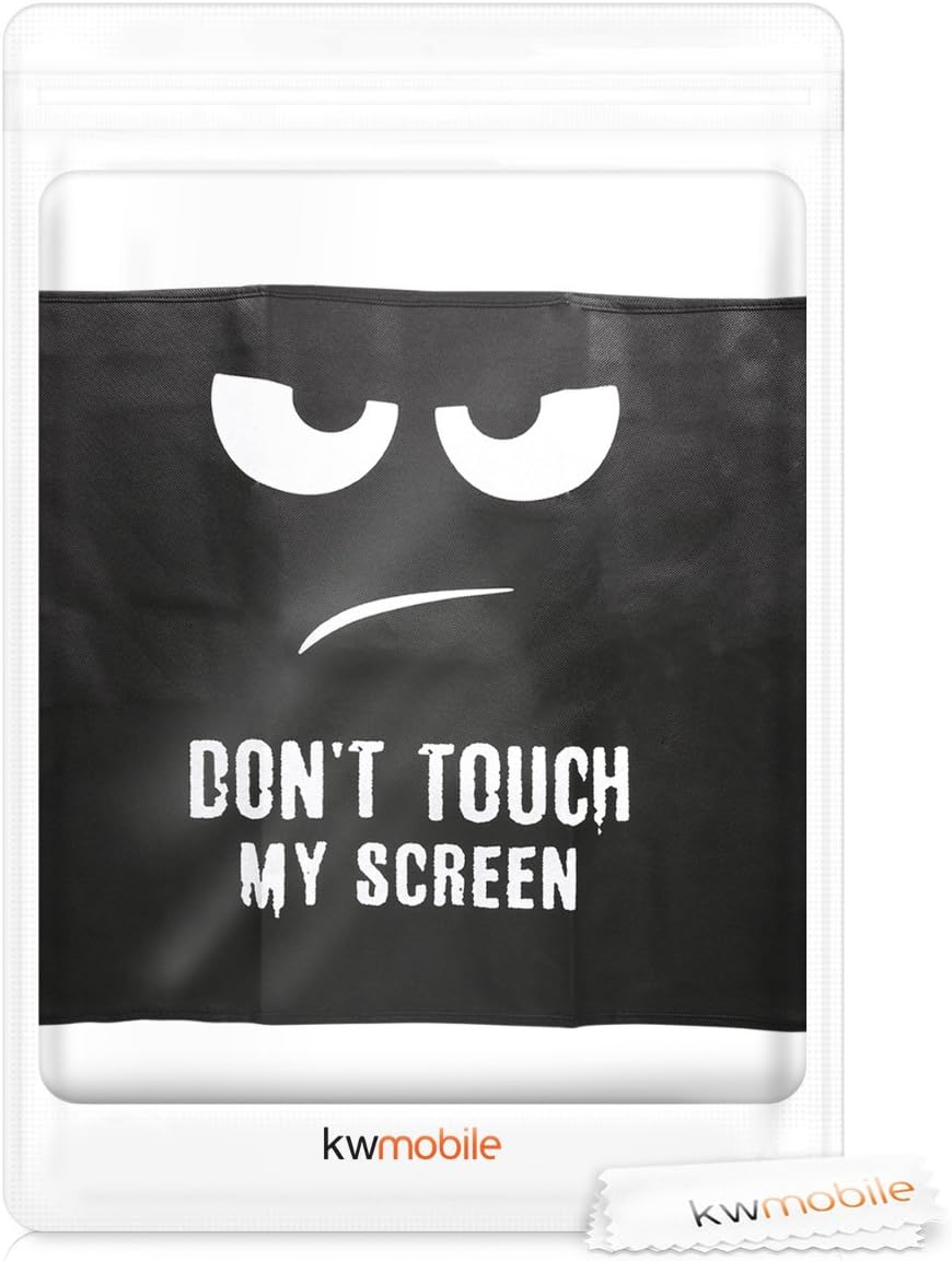 kwmobile Computer Monitor Cover Compatible with 27-28" monitor - Don't Touch My Screen White/Black, Don't Touch My Screen White / Black - Image 5