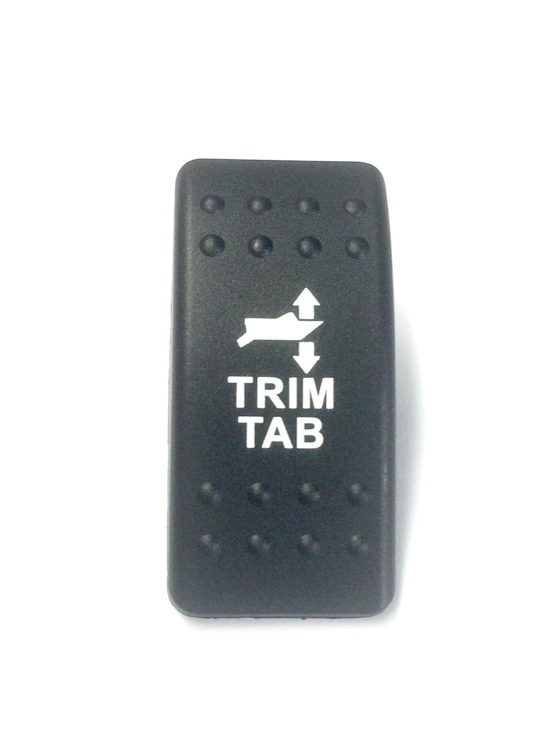 Euro Rocker Switch Cover with Text, Black with Blue Lens. Contura II, Fits Carling, Cole Hersee, Blue seas