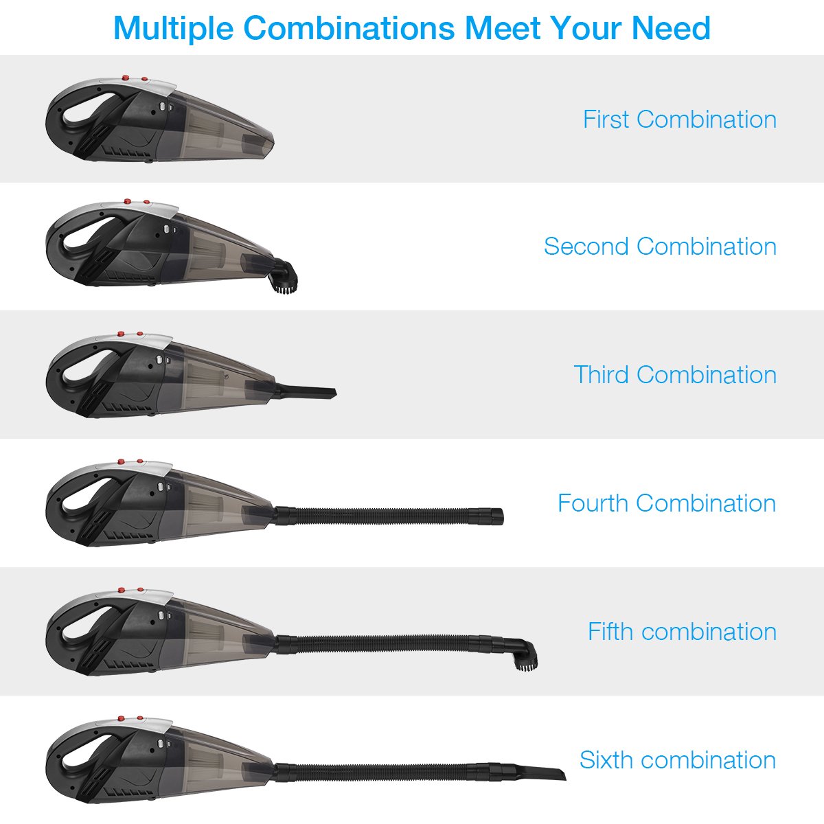 isYoung Car Vacuum Cleaner with LED Light, 4500PA Stronge Suction Portable Handheld Auto Vaccum Cleaner for Car, 14.8FT(4.5M) Power Cord with Carrying Bag, One Extra HEPA Filter