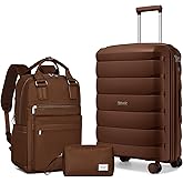 TRIPLAYER Carry On Luggage 22x14x9 Airline Approved, 22 Inch PP Hardshell Luggage Carry-on Suitcase with Spinner Wheels, Carry On Suitcase Set for Women(Mocha