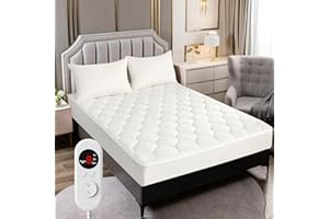 YUECO Heated Mattress Pad Full Size – Electric with 8 Heat Setting Controller, Deep Pocket Warming Cover, Thick Underblanket Sheet Heater Topper (04 Pure White, 54" x 75")