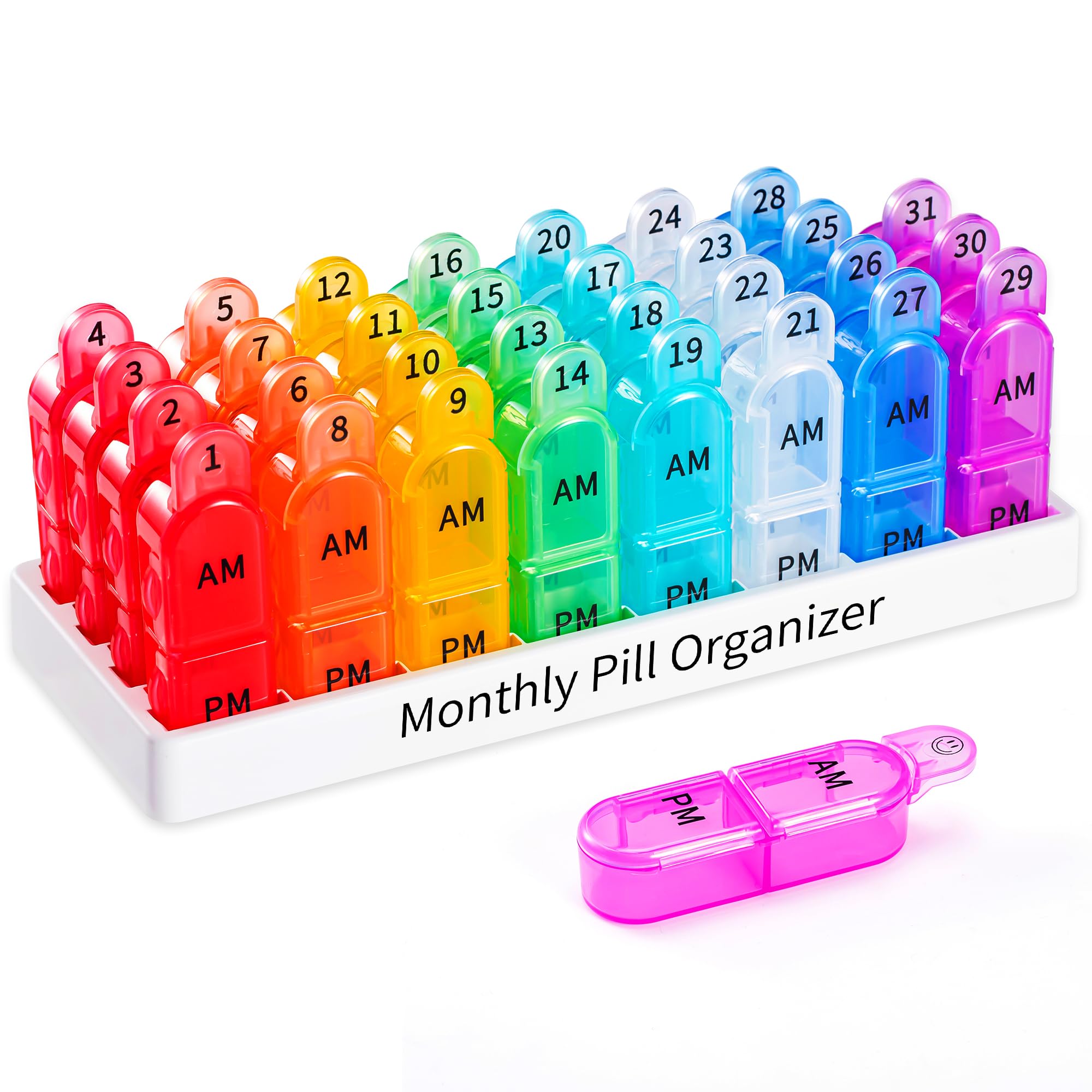 Photo 1 of Daviky Monthly Pill Organizer 2 Times a Day - 30 Day Pill Box AM PM, BPA Free One Month Medicine Organizer Twice Daily, 31-Day Case to Hold Vitamins, Supplements & Medication