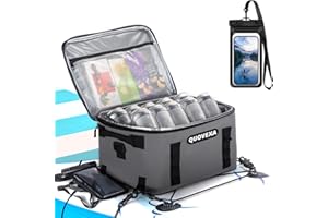 Quovexa Paddle Board Cooler Bag, Sup Cooler, Cooler Deck Bag with 4 Pockets, Kayak Cooler Fits 30 Cans, Deck Cooler Bag for Paddleboard, Paddle Board Accessories Cooler with Phone Pouch