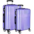 Wqzlyg Luggage Sets 2 Piece,Hardshell Suitcase Set with Wheels,Carry On 20 Inch and 24 Inch Checked Luggage,Lightweight Luggage Set for Travel,20/24 Lavender purple