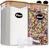 Xoniwis 1.2 Gallon (148oz) 2PCS Large Glass Food Storage Containers, Wide Mouth Storage Containers with Tight Lids Square Glass Jars for Flour and Sugar Cereal Rice Pasta Oats Wheatmeal Coffee Niblet