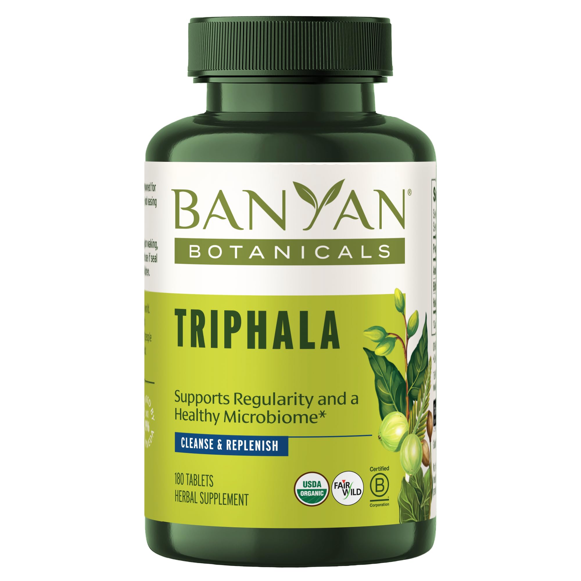 Banyan Botanicals Triphala Tablets - Organic Triphala with Amla, Haritaki & Bibhitaki – for Digestion, Elimination & Healthy Gut Microbiome* – 180 Tablets – Non-GMO Sustainably Sourced Vegan