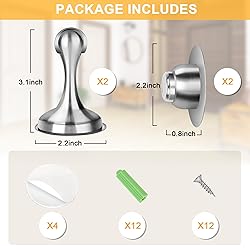 Profasion Magnetic Door Stoppers 2 Pack, Stainless