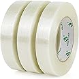BOMEI PACK 3 Pack Reinforced Filament Packing Tape, 6.3 Mil 24mm x 60 Yards, Fiberglass Strapping Tape