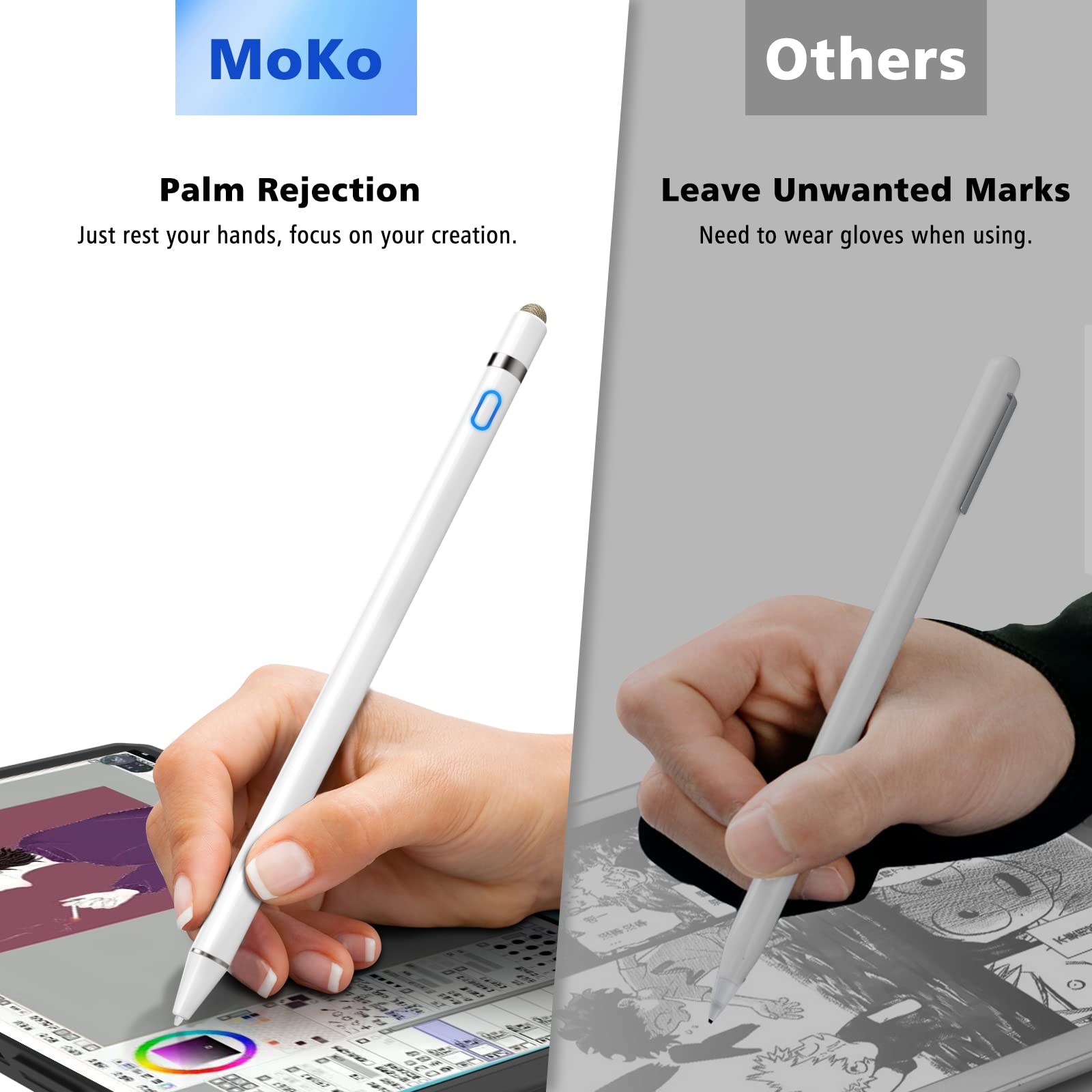 MoKo Stylus Pen for iPad, Apple Pencil 1st/2nd Gen Compatible: iPad Pro 12.9/11