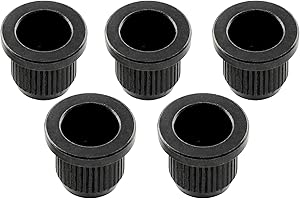 Musiclily Ultra 3/8 Inch 9.6mm Full Solid Brass G-TLB-2 Style Ferrules String Through Body Rear Mount Bushings for Electric Bass, Black (Set of 5)