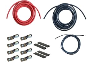 WindyNation 4 Gauge AWG (8 Feet Black + 8 Feet Red) Power Inverter Battery Cable Wire Kit for DC to AC Inverters RV, Car, Sol