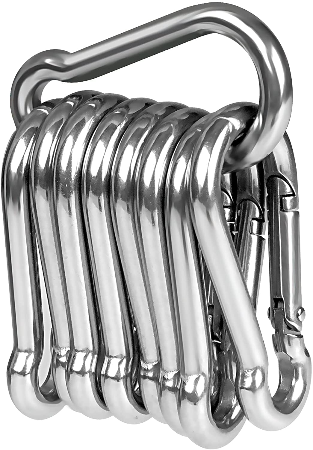 10 x Snap Hooks, LISOPO M5 Carabiner Heavy Duty 304 Stainless Steel, Carabiner Snap Hook Carabiner Keychain Clips for Outdoor, Camping, Hiking, Hooks for all lifting aids and handles with an eyelet