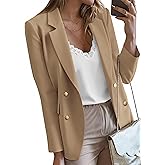 KIRUNDO Blazers for Women Business Casual 2025 Fall Long Sleeve Double Breasted Open Front Work Suit Jackets with Pockets