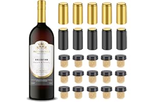 SVALOR Wine Sealer for Wine Bottles - 50 pcs Wine Bottle Resealer Kit for Cruise with PVC Heat Shrink Capsules, T-Shape Wine Bottle Cork Stopper with Black Plastic Top for Making Cellars and Home Use