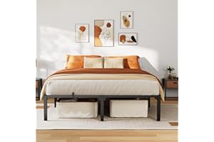 Queen Size Bed Frame 14 Inch – High Metal Platform with Durable Steel Slats & Legs, Tool-Less Assembly, Large Underbed Storag