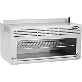 Atosa CookRite ATCM-36 36&rdquo; Heavy-Duty Cheese Melter Salamander Broiler with Dual Valve Control for Grill Steak Diner | Stainless Steel, 2 Burner 43,500 BTU, Natural Gas (NG) (Includes: Wall Mount Kit)